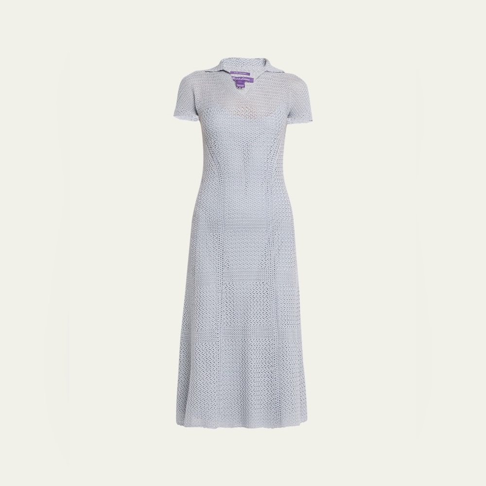 RALPH LAUREN COLLECTION (purple label) size Small / blue
Crochet Polo Midi Dress